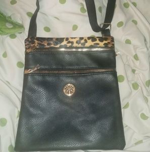 Black and leopard print cross body bag